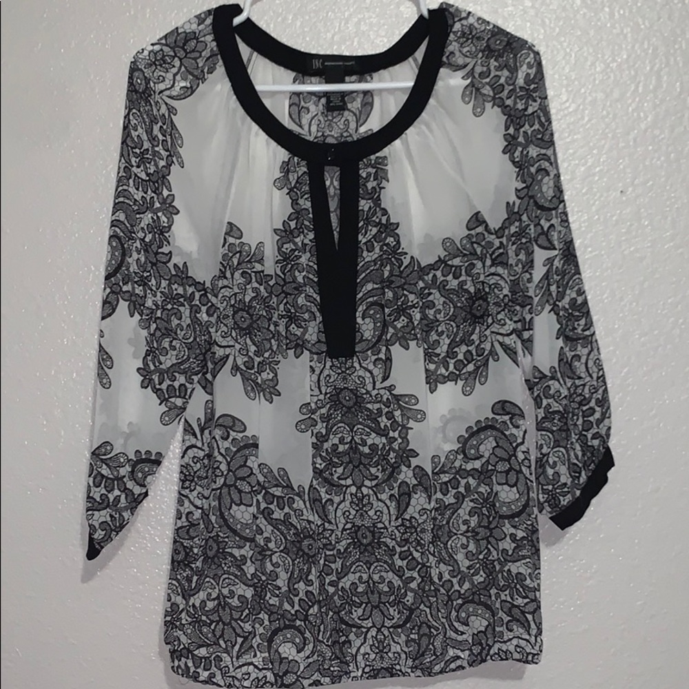 Black and white floral blouse